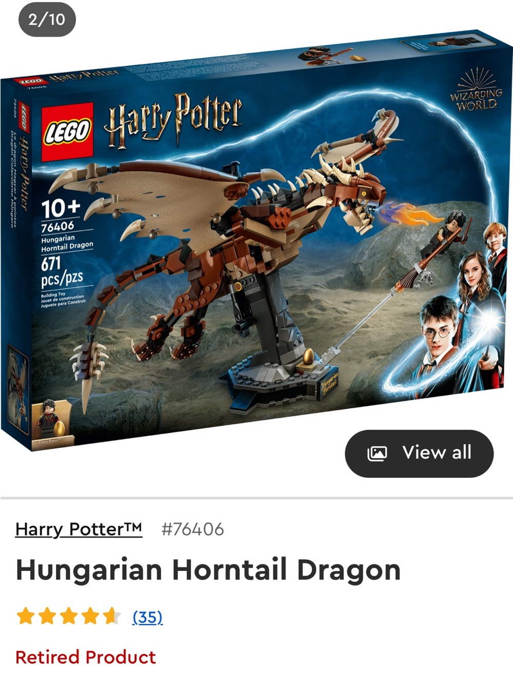 LEGO Harry Potter Hungarian Horntail Dragon Set - New Unopened - Retired Set